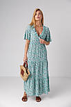 Довге плаття з оборкою і квітковим принтом — зелений колір, XS (є розміри), фото 7