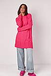 Жіноча в'язана туніка oversize з розрізами з боків — фуксія колір, ONE SIZE (є розміри), фото 3