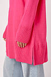 Жіноча в'язана туніка oversize з розрізами з боків — фуксія колір, ONE SIZE (є розміри), фото 4