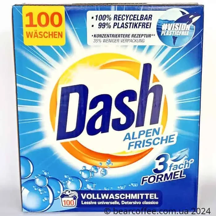 Універсальний пральний порошок Dash Alpen Frische 100 циклів прання, 6 кг