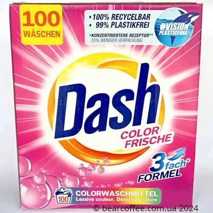 Пральний порошок Dash Color Frische для кольорових речей, 100 циклів прання, 6 кг Німеччина