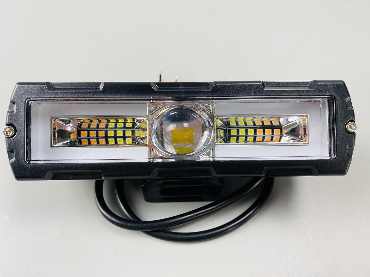 Прямокутна LED фара 25W Об'ємна 3D лінза 12-80V жовте та біле світло із чіткою межею світла захист IP67, фото 1