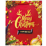Новорічний подарунковий пакет "Christmas" (26х32х10 см), 4 дизайни, в пакованні 12 шт., фото 5