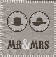 Салфетки бумажные "Мистер и Миссис серый"