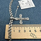 Срібний комплект з чорнінням ланцюжок плоский бісмарк та невеликий хрест 925 проба, фото 6