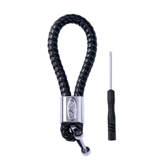 Брелок автомобільний для ключів Chery плетений джгут єкошкіра чорний + викрутка