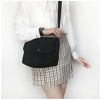 Сумка месенджер чорна через плече класичний крос-боді велика мінімалізм шопер без принту універсальна вінтаж ретро базовий