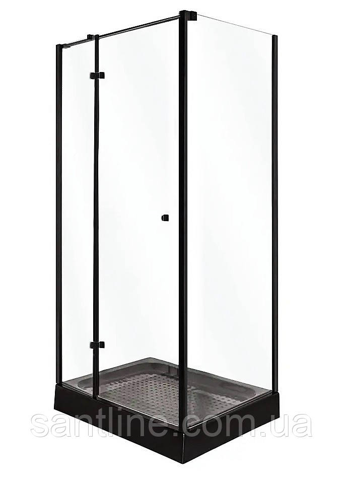 Душова кабіна 100х80х210 см INSANA Adriana Black M чорна прямокутна дрібний піддон прозоре скло 6 мм, фото 1