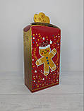 Стильна картонна новорічна упаковка Баул Червоний 400-500 г. Н63, фото 6