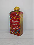 Стильна картонна новорічна упаковка Баул Червоний 400-500 г. Н63, фото 4