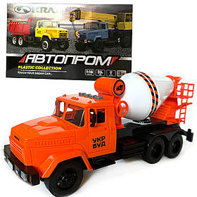 Будівельна техніка Краз бетономішалка пластик 1:16 Автопром світло звук відкр двері 28,5*13,3*9,5см (KR-2202-11C)