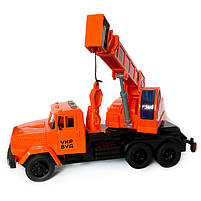 Будівельна техніка Краз підйомник пластик 1:16 оранжева Автопром світло звук 30*14*8см (KR-2202-13B ), фото 3