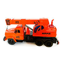 Будівельна техніка Краз підйомник пластик 1:16 оранжева Автопром світло звук 30*14*8см (KR-2202-13B ), фото 4