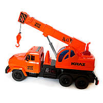 Будівельна техніка Краз підйомник пластик 1:16 оранжева Автопром світло звук 30*14*8см (KR-2202-13B ), фото 6