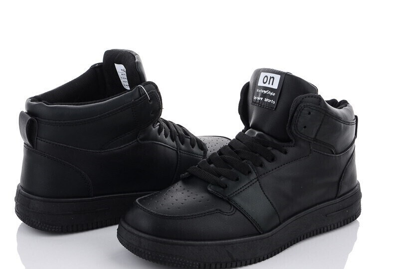 Кросівки чоловічі YzY демісезонні високі на шнурках осінні весняні чорні