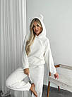 Жіночий домашній МАХРОВИЙ костюм  ПІЖАМА ВЕДМЕДИК штани кофта МОЛОЧНИЙ 1564, фото 6