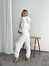 Жіночий домашній МАХРОВИЙ костюм  ПІЖАМА ВЕДМЕДИК штани кофта МОЛОЧНИЙ 1564, фото 4