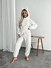 Жіночий домашній МАХРОВИЙ костюм  ПІЖАМА ВЕДМЕДИК штани кофта МОЛОЧНИЙ 1564, фото 5