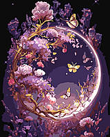 Картина за номерами 40×50 см Kontur. Місячні квіти з фарбами металік DS0614