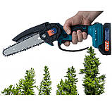 АКБ пила для обрізки саду Domotec 8"(20см) 48 В, Акумуляторні ланцюгові пилки, обрізки гілок RV-71, фото 5