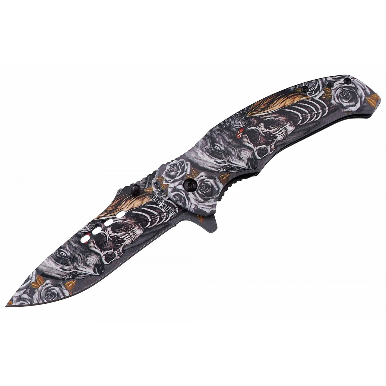 Ніж складаний Grand Way 180206-6 (aquaprint, liner lock, пластик, gothic skeleton) JGR