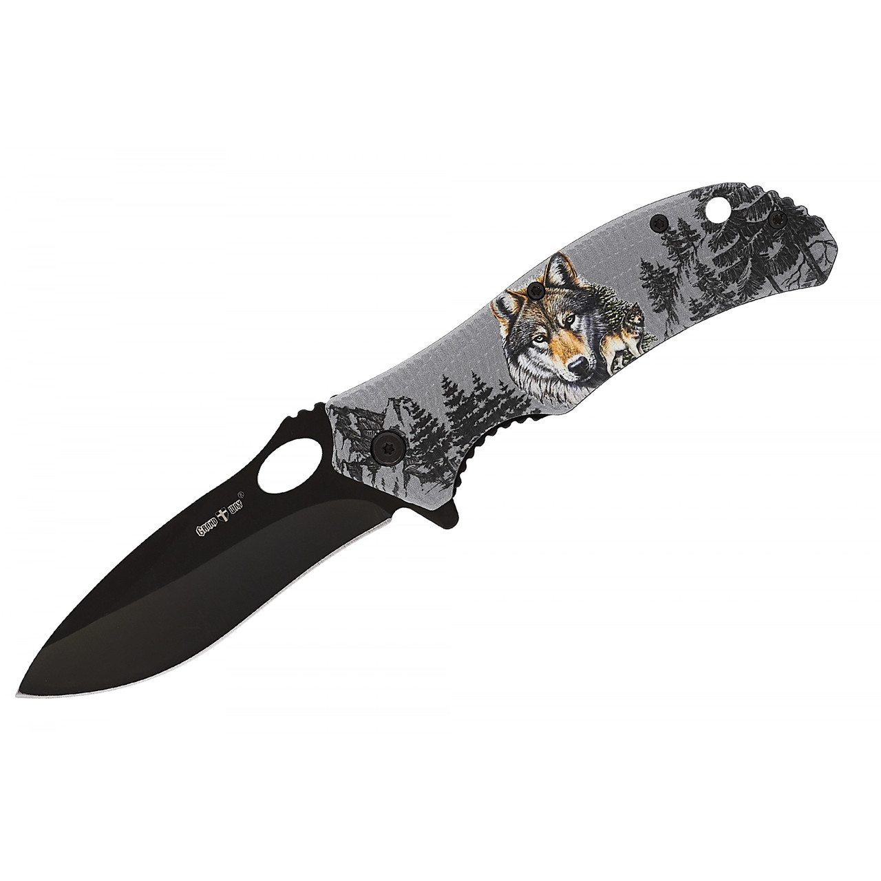 Ніж складаний Grand Way 19014 (paint, пластик, liner lock, wolf) JGR