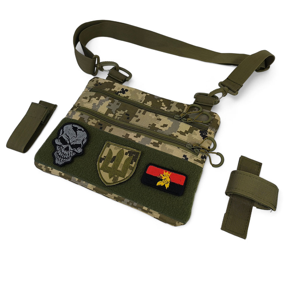 Нагрудна чоловіча сумка тактична тканинна, Тактичний рюкзак ВСУ, Сумка через плече військова, фото 1