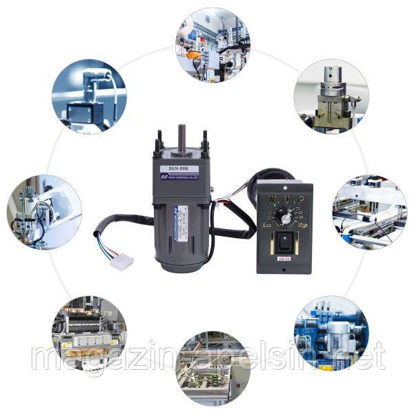 Двигуни 6W 20K з регульованою швидкістю, оснащені понижувальним редуктором, фото 1