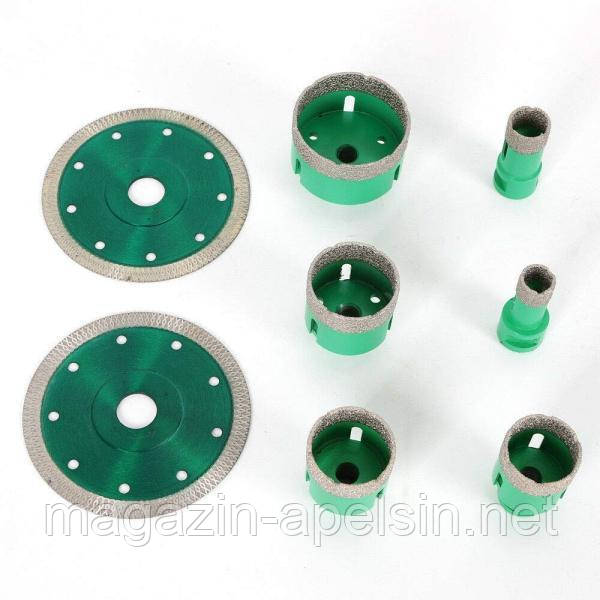 6 шт Алмазне свердло Алмазне свердло M14 по плитці Набір свердел по керамограніту Комплект свердла для отворів + 2 циркулярні