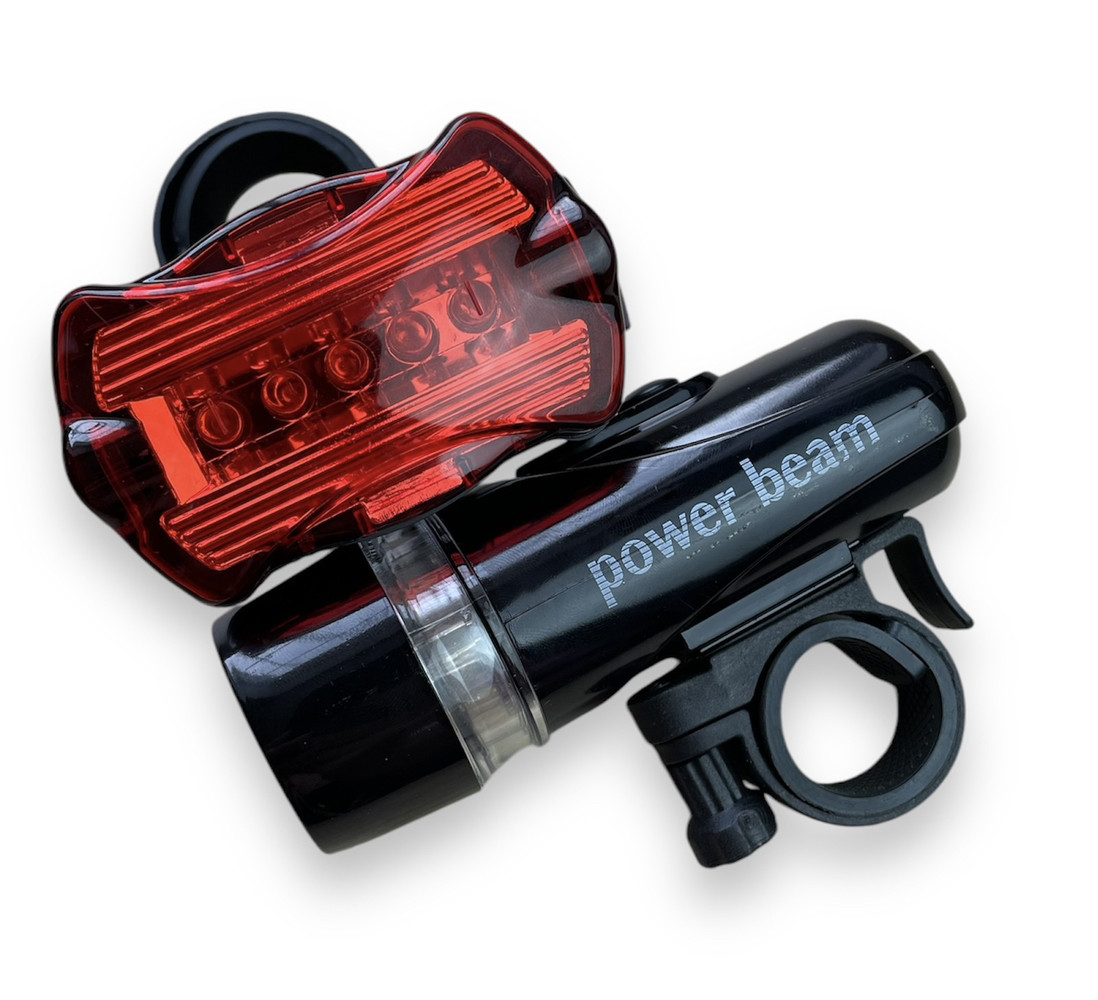 Комплект велосипедних ліхтарів FangYu WJ-101 передній + задній під батарейки, фото 1