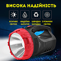 Переносний ліхтар прожектор Luxur 26LED ліхтарик для кемпінгу та аварійних ситуацій з потужним 7200mAh акумулятором, фото 5