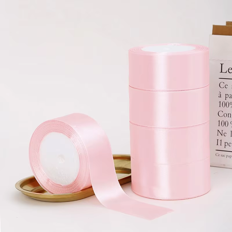 Стрічка атласна 3.8 см 23 м колір Рожевий