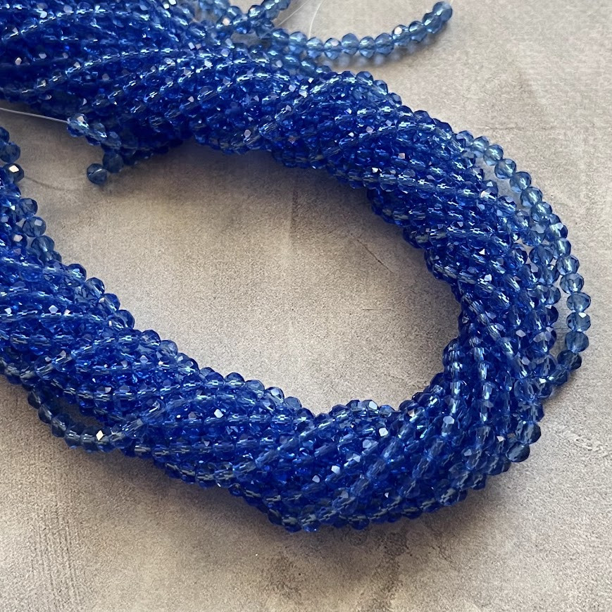 Бусина Рондель 4*3 мм, світло-блакитний, 1-нитка ≈125-135 шт, Світло-голубий, фото 1