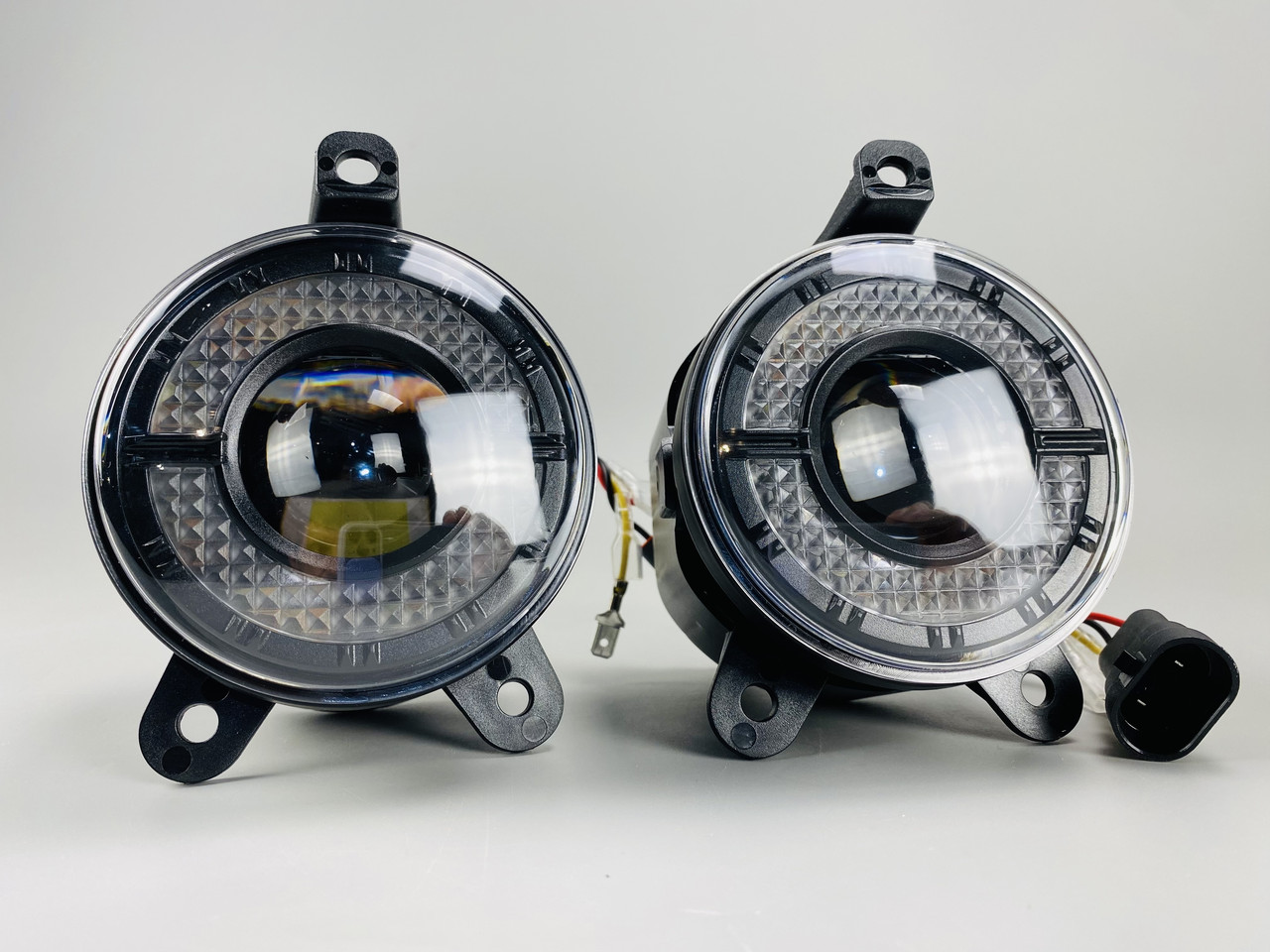 Фари LED універсальні протитуманні 60W 12-80V з ДХО і великою лінзою, білий і жовтогарячий колір (комплект, фото 1