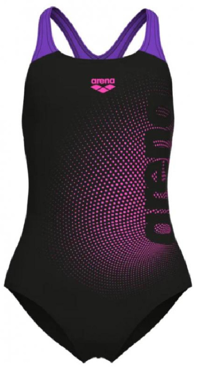 Купальник для дівчат Arena DIM LIGHT SWIMSUIT SWIM PRO BA чорний, фуксія, фіолетовий Діт 128 см, фото 1
