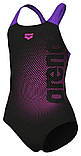 Купальник для дівчат Arena DIM LIGHT SWIMSUIT SWIM PRO BA чорний, фуксія, фіолетовий Діт 140 см, фото 2