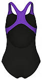Купальник для дівчат Arena DIM LIGHT SWIMSUIT SWIM PRO BA чорний, фуксія, фіолетовий Діт 140 см, фото 4