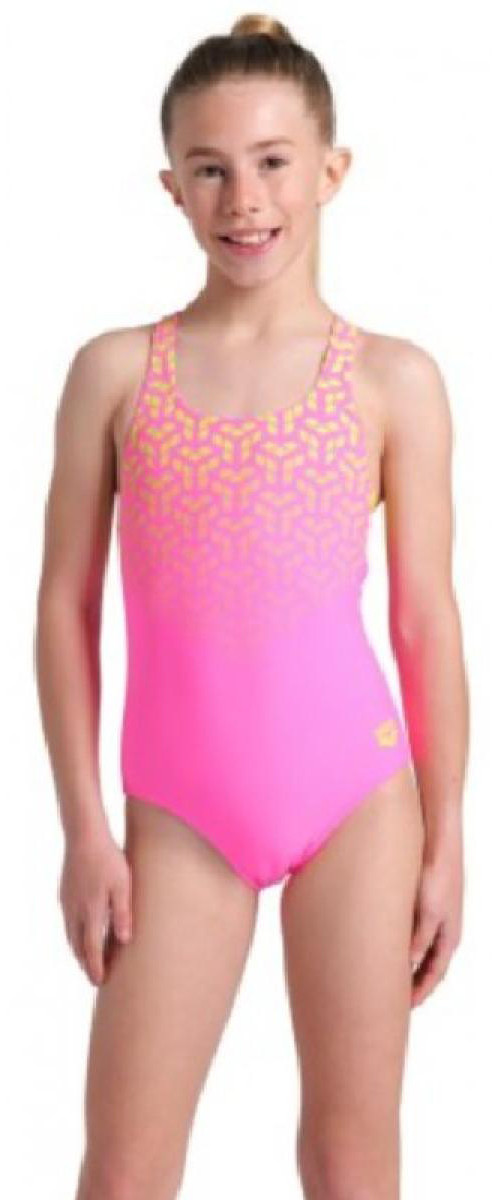 Купальник для дівчат Arena KIKKO V SWIMSUIT SWIM PRO BACK фіолетовий, жовтий Діт 128 см, фото 1