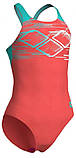 Купальник для дівчат Arena PASTIME SWIMSUIT V BACK моркв'яний, бірюзовий, білий Діт 116 см, фото 3