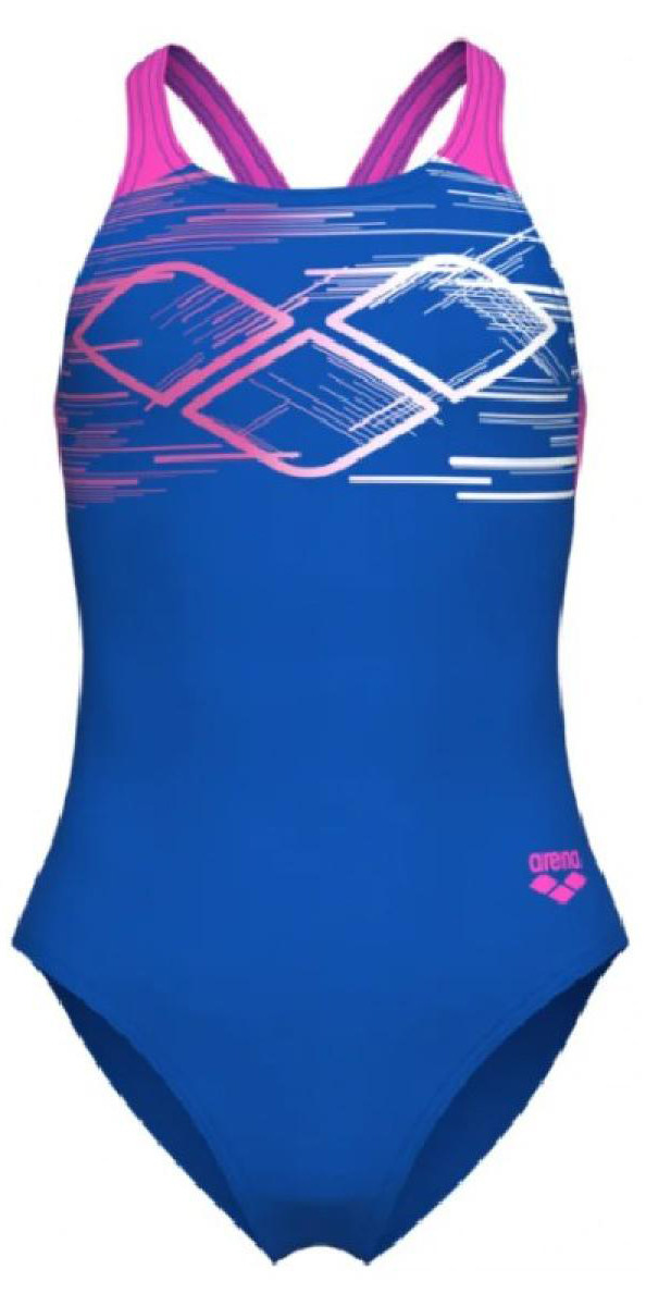 Купальник для дівчат Arena PASTIME SWIMSUIT V BACK синій, рожевий, бірюзовий Діт 140 см, фото 1