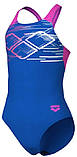 Купальник для дівчат Arena PASTIME SWIMSUIT V BACK синій, рожевий, бірюзовий Діт 140 см, фото 2