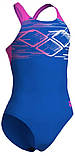 Купальник для дівчат Arena PASTIME SWIMSUIT V BACK синій, рожевий, бірюзовий Діт 140 см, фото 3