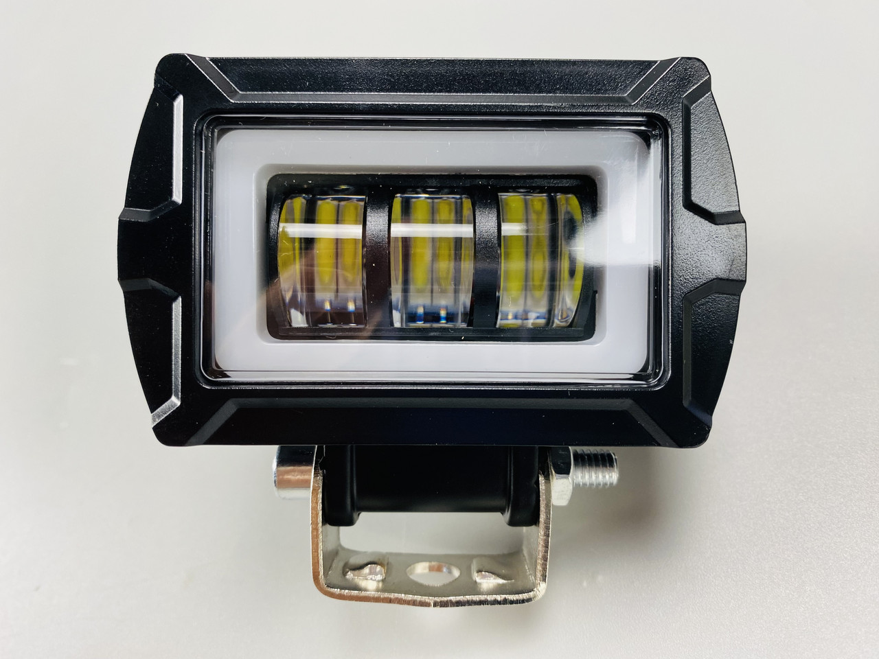 Фара LED прямокутна із 3D лінзою, 12-80V, 25W, IP67, жовтим та білим світлом, чітка межа світла та режим ДХО, фото 1