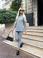 Костюм жіночий рубчик светр із горловиною та лосини