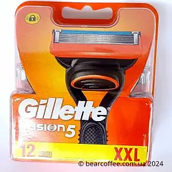Змінні картриджі для гоління (леза касети) чоловічі Gillette Fusion 5 касети 12 шт, леза для бритв