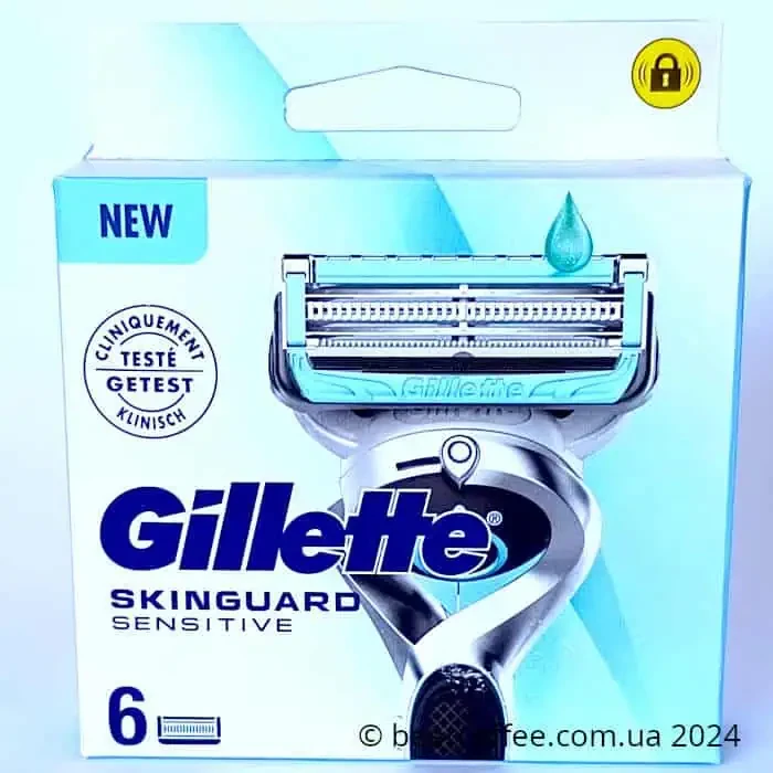 Gillette Fusion Skinguard Sensitive Змінні касети (Леза) 6 шт, леза для бритв