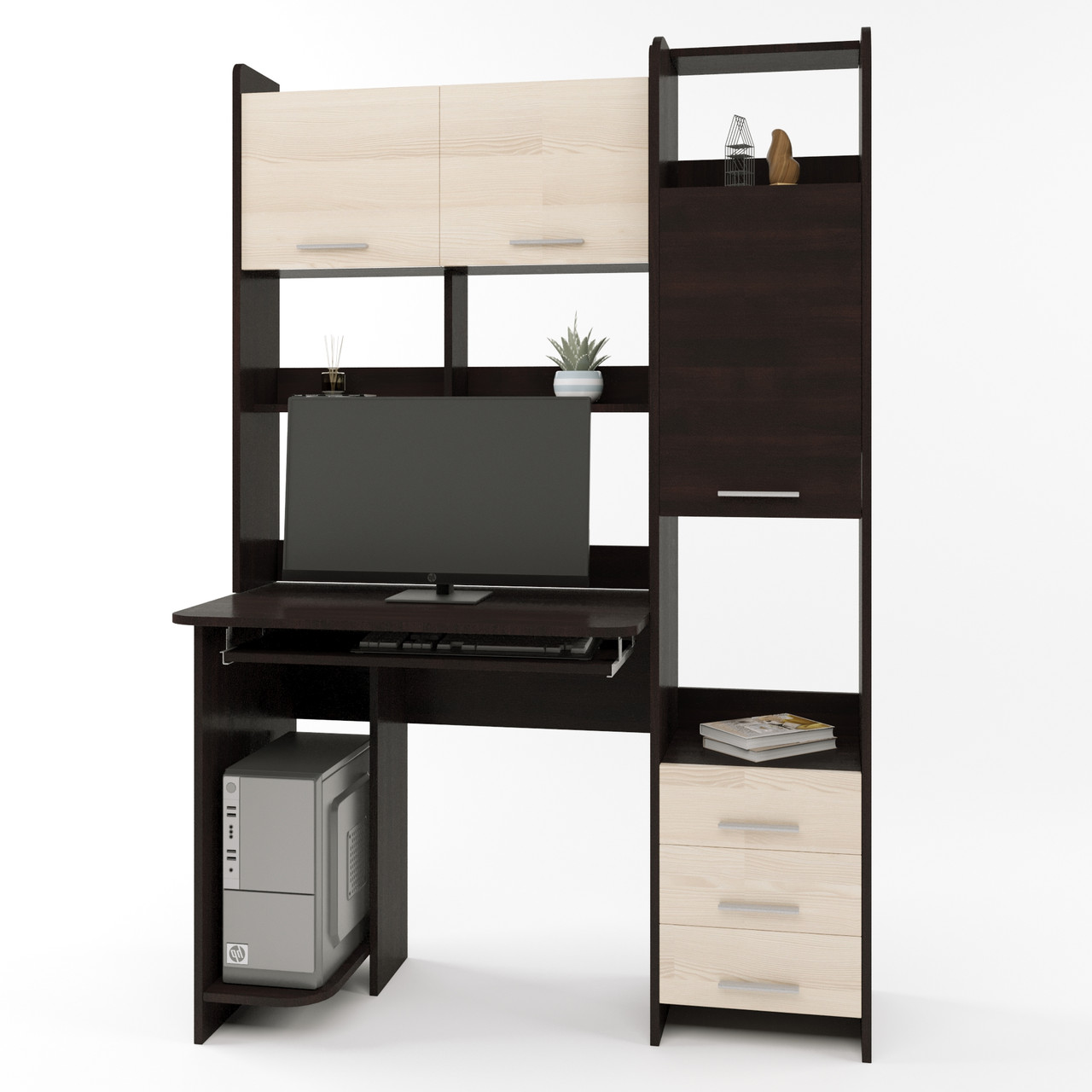 Комп'ютерний стіл з пеналом Еверест Гімназист-2 венге + дуб молочний (DTM-2147), фото 1