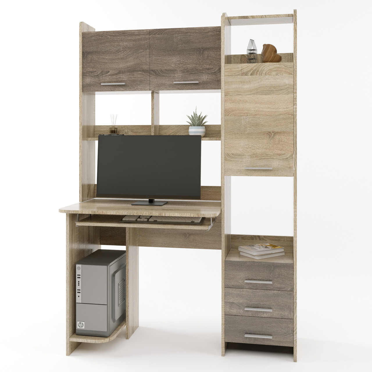 Комп'ютерний стіл з пеналом Еверест Гімназист-2 сонома + трюфель (DTM-2148), фото 1