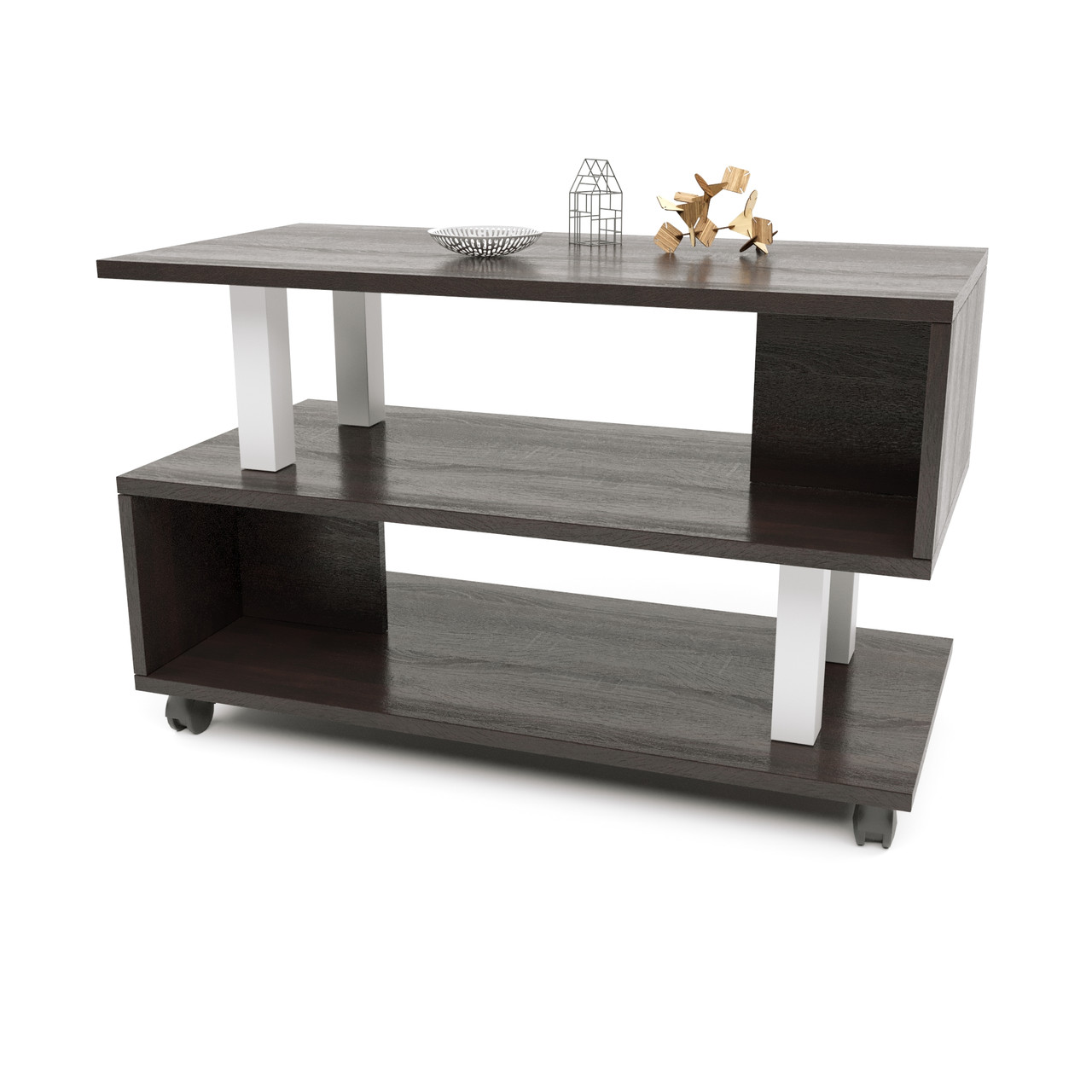 Стіл журнальний Еверест СЖ-3 для вітальні на колесах венге темний (DTM-2132), фото 1