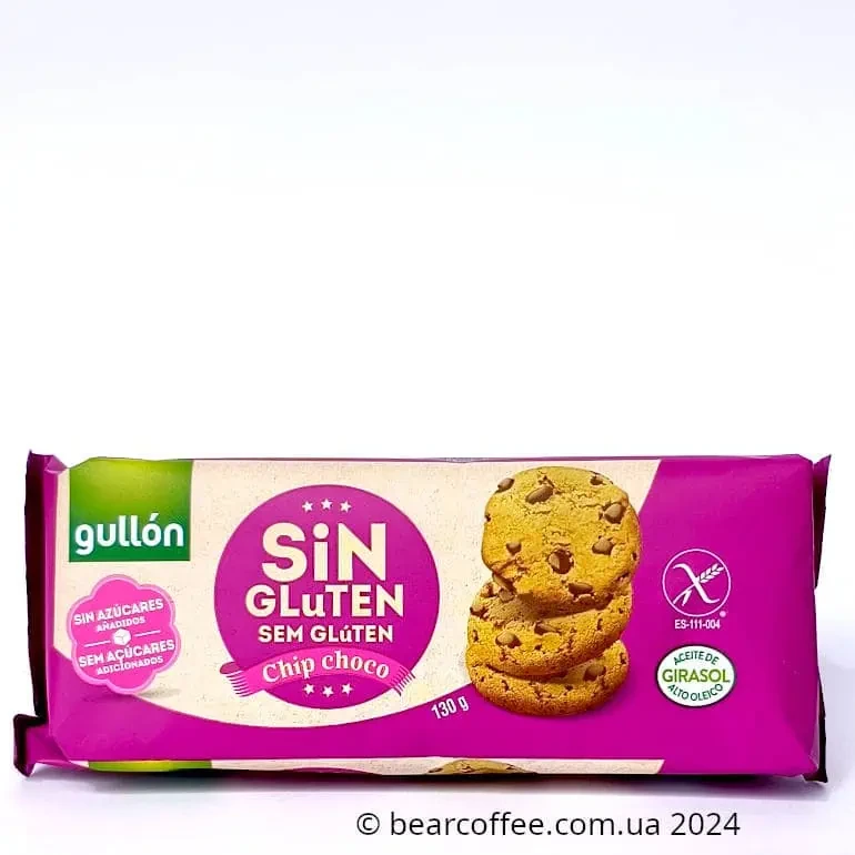 Печиво Без Глютену з Шоколадною Крихтою Gullon Sin Gluten Chip Choco 130 г Іспанія